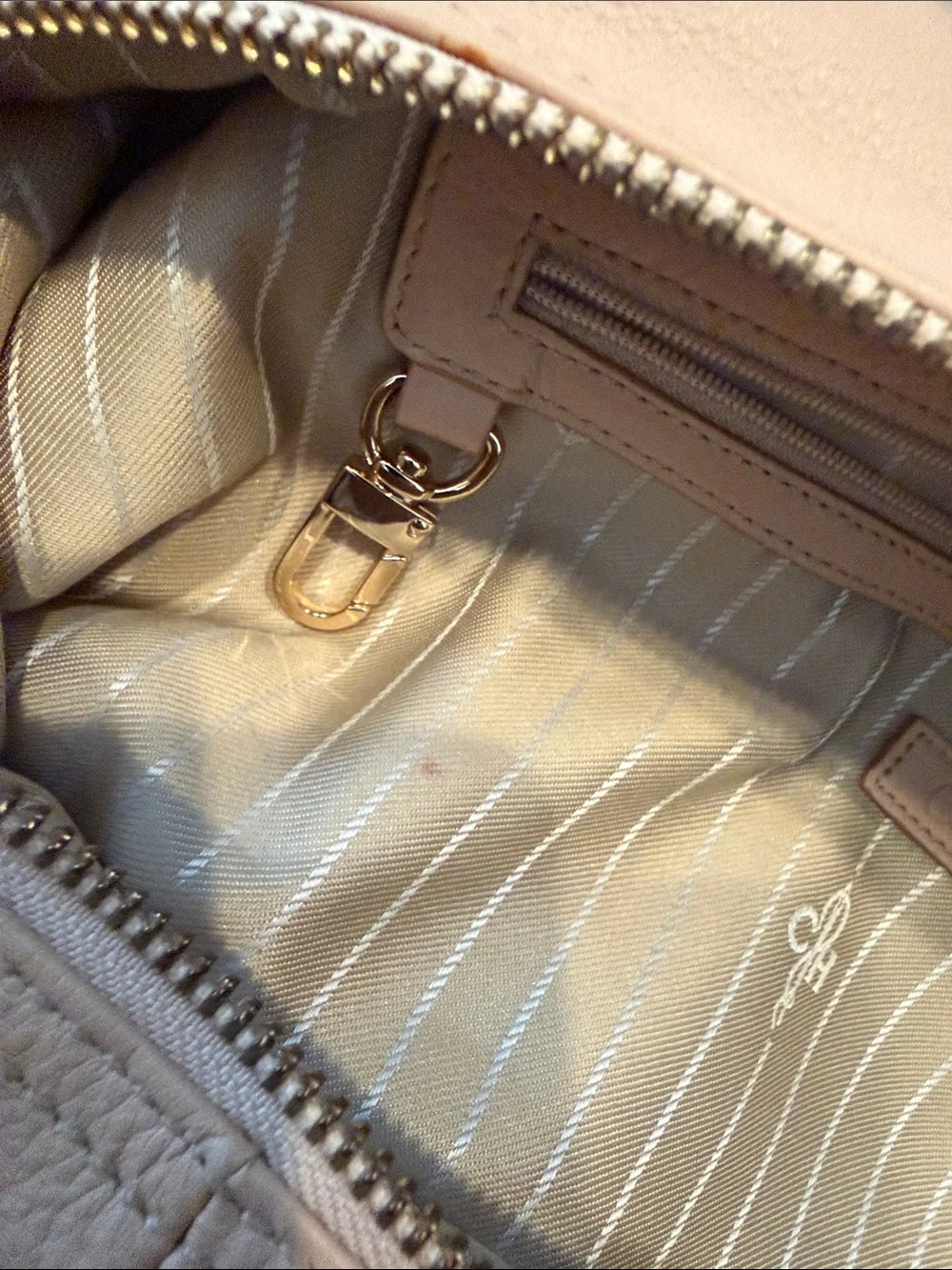 Cole Haan Blush Satchel with Black Patent Straps